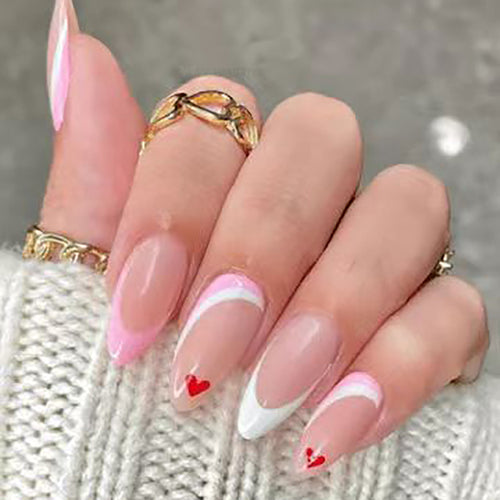 Artistic Heart-Embellished Nail Design Bowlift