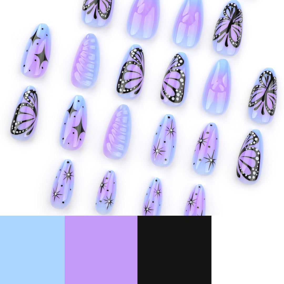 Artful stiletto nails with elegant butterfly design Bowlift