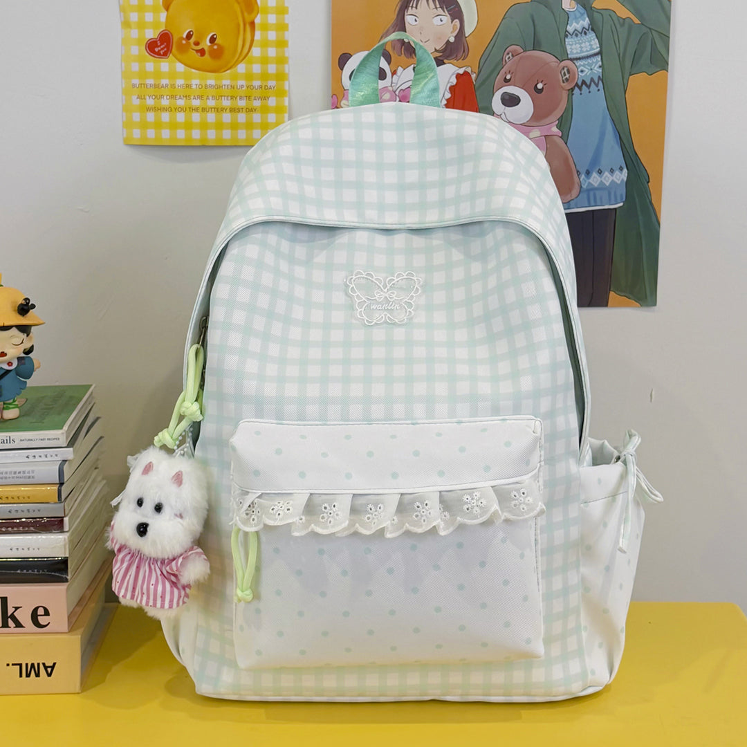 Fun Gingham Patterned Backpack Bowlift