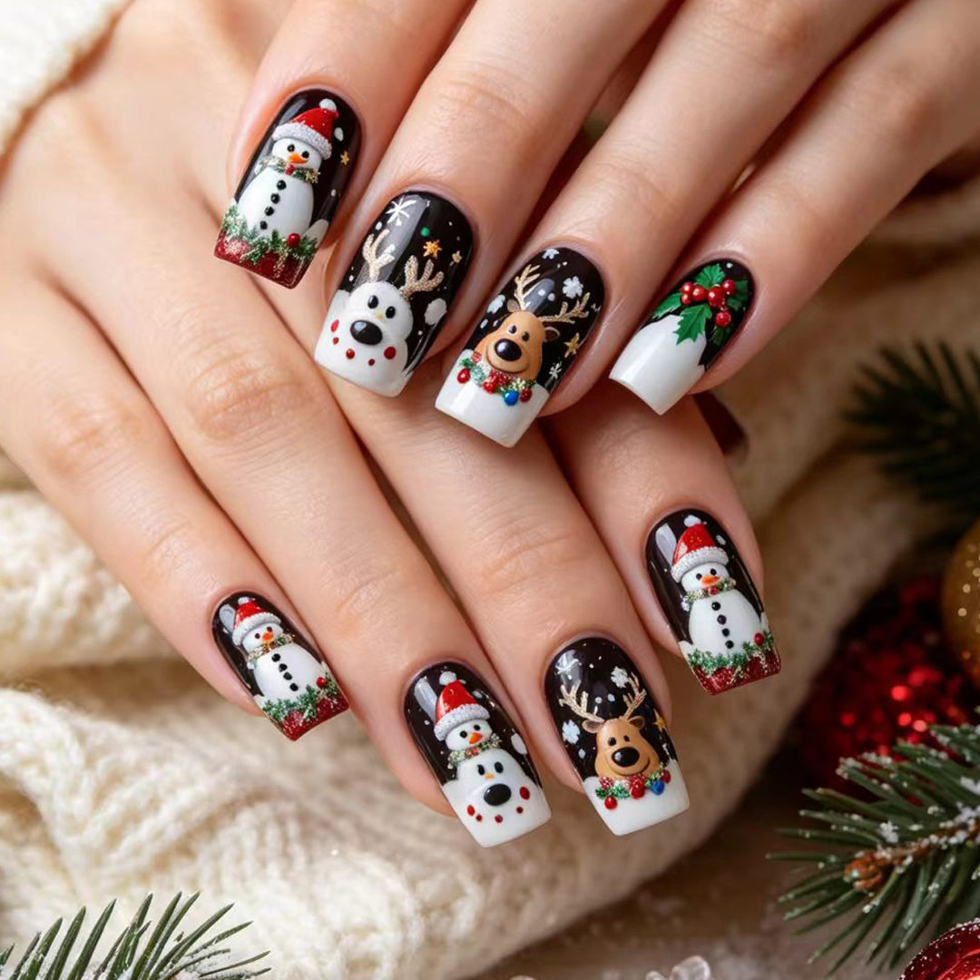Artificial artificial nails with festive Christmas design Bowlift