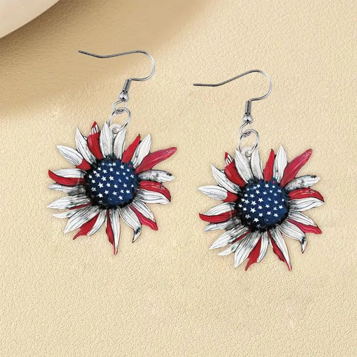 Ladies nan handmade sunflower earrings in star banner design Bowlift