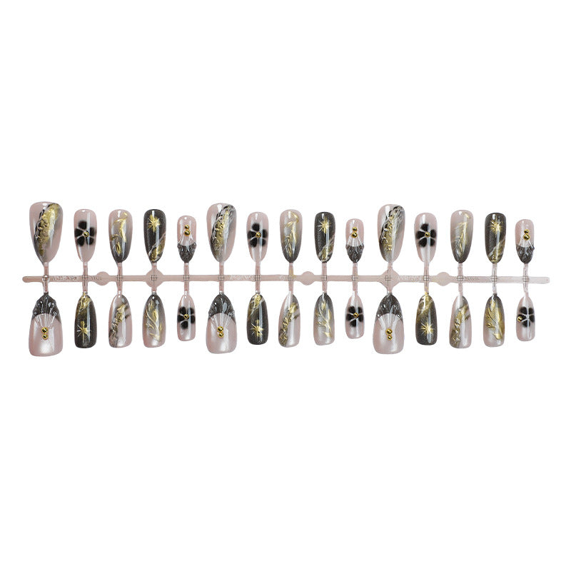 Artificial nail set with elegant floral design Bowlift