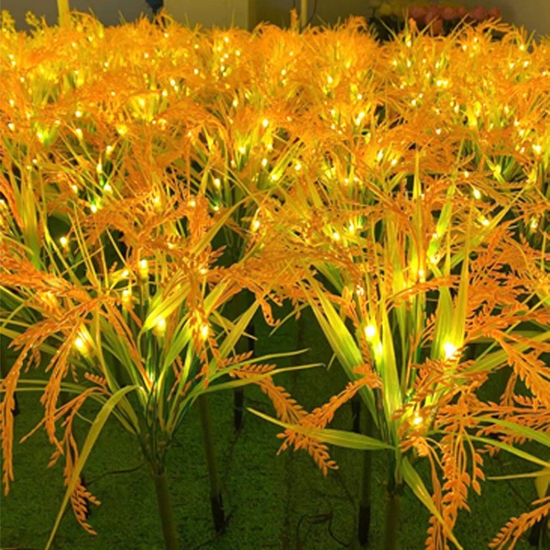 Solar LED Ornamental Ricegrass Garden Stake Lights With Micro-LED String And Ground Spike Bowlift