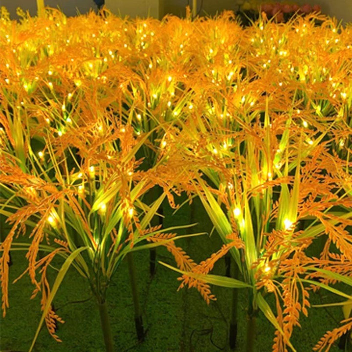 Solar LED Ornamental Grass Pathway Stake Lights With Integrated Solar Panel Bowlift