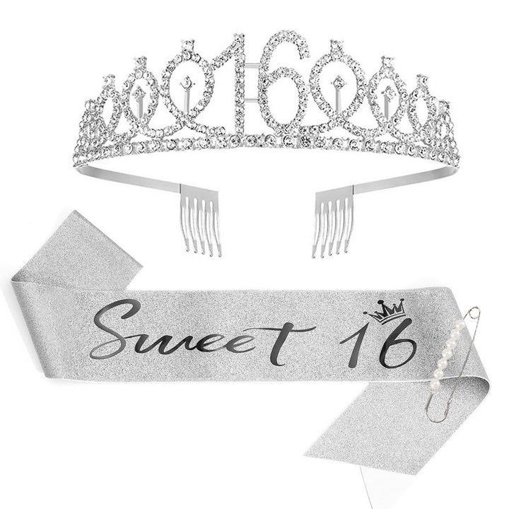 Ladies Sparkling Tiara with personalized 80th Birthday Inscription Bowlift