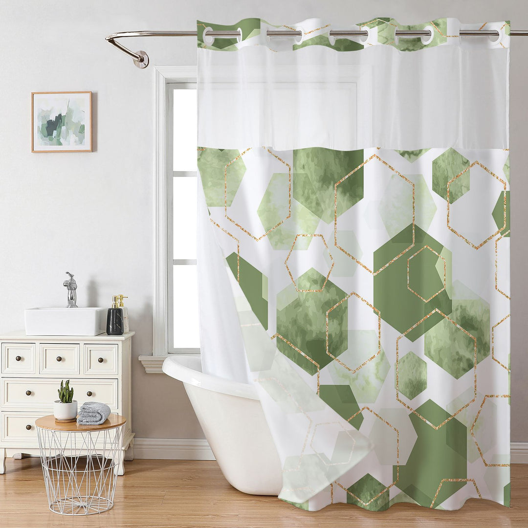 Geometric Pattern Shower Curtain Bowlift