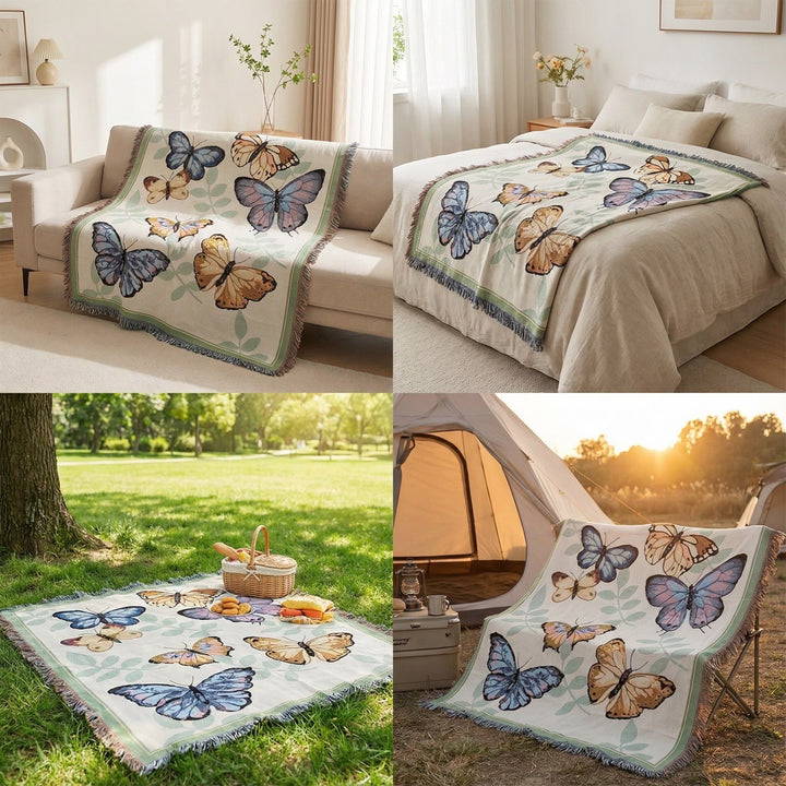 Decorative Fall-Inspired Tapestry Throw Blanket