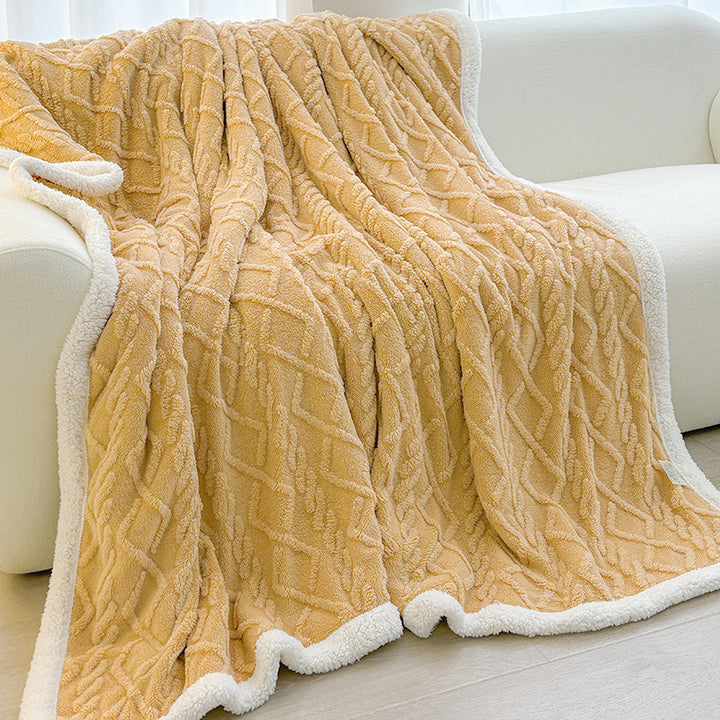 Sherpa-Lined Plush Throw Blanket Bowlift