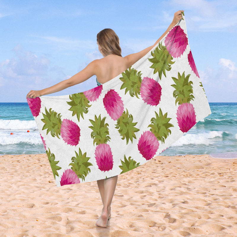 Beach towel with exotic pineapple and palm pattern Bowlift