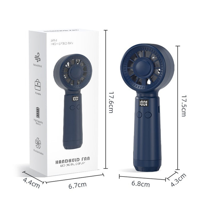 Unisex Portable Hand Fan with Digital Display and Multiple Speed Settings Bowlift