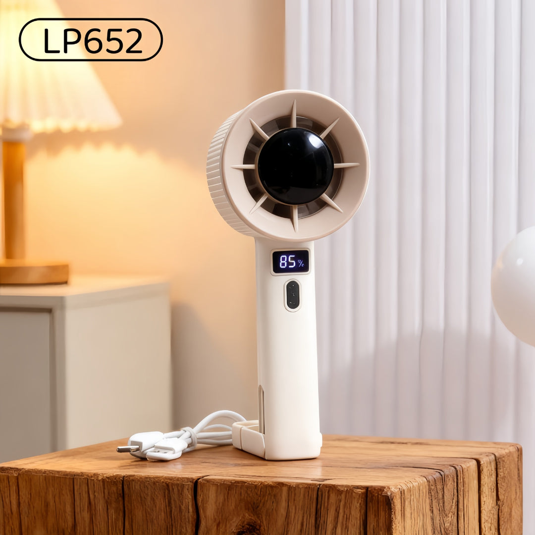 Women's portable table fan with LCD display and USB charging function Bowlift