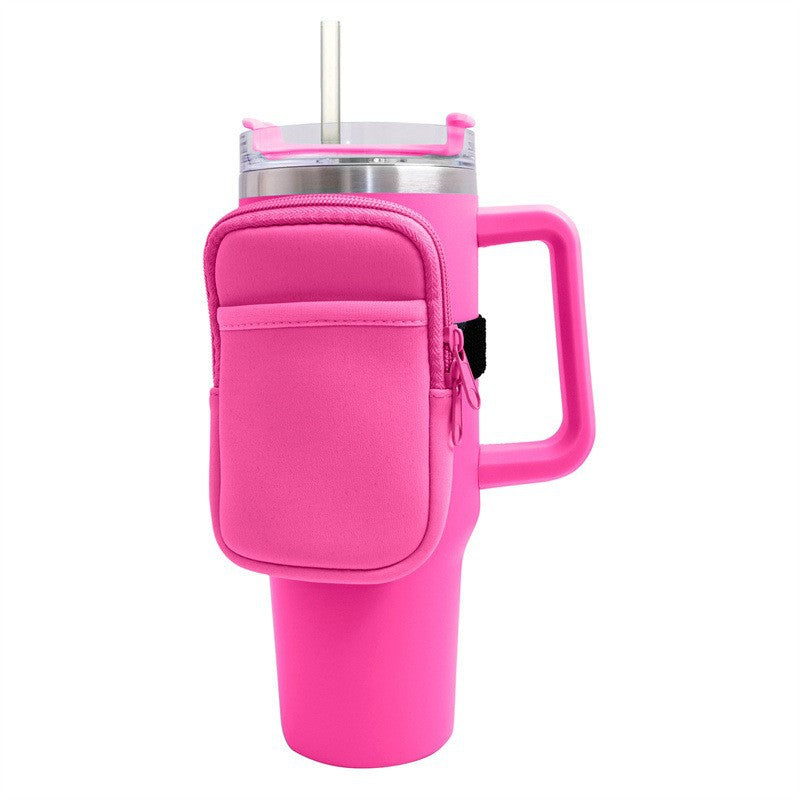 Unisex cup holder with practical pocket Bowlift