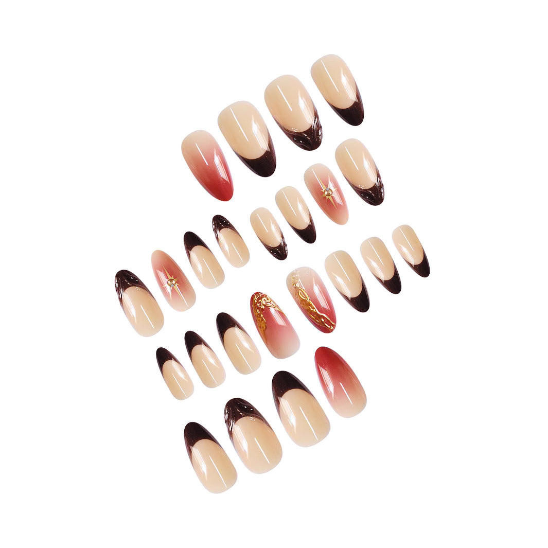 Artistic Almond-Shaped Press-On Nail Art Bowlift