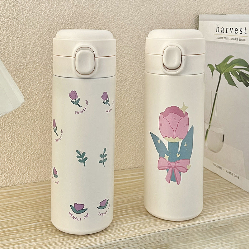 Women's Insulated Drinking Bottle with Innovative Leak Proof Bowlift