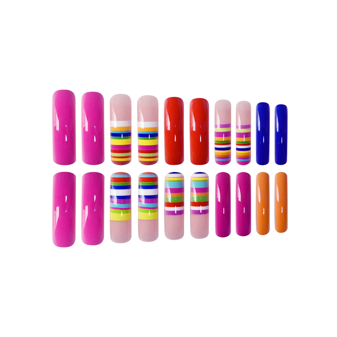 Colorful Artistic Press-On Nail Set Bowlift