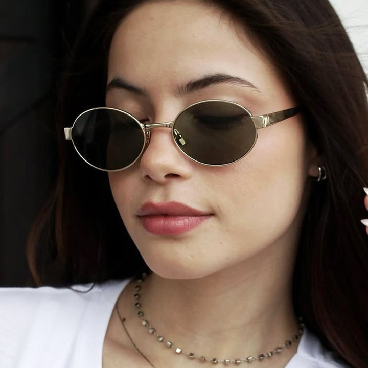 Women's round glasses with elegant metal frame and adjustable nose pads Bowlift