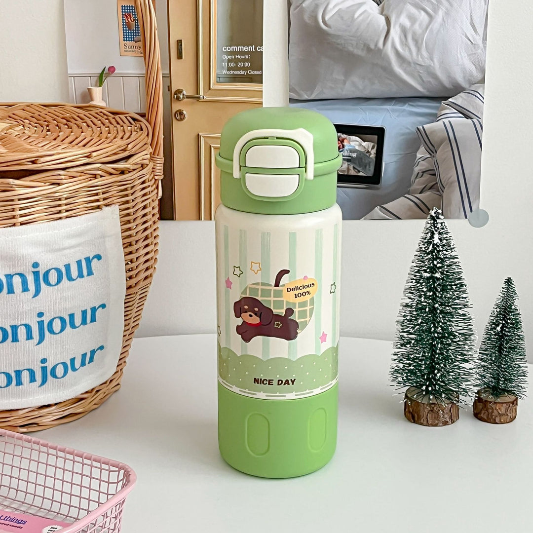 Ladies Insulated Water Bottle with Cheerful Dog Design Bowlift