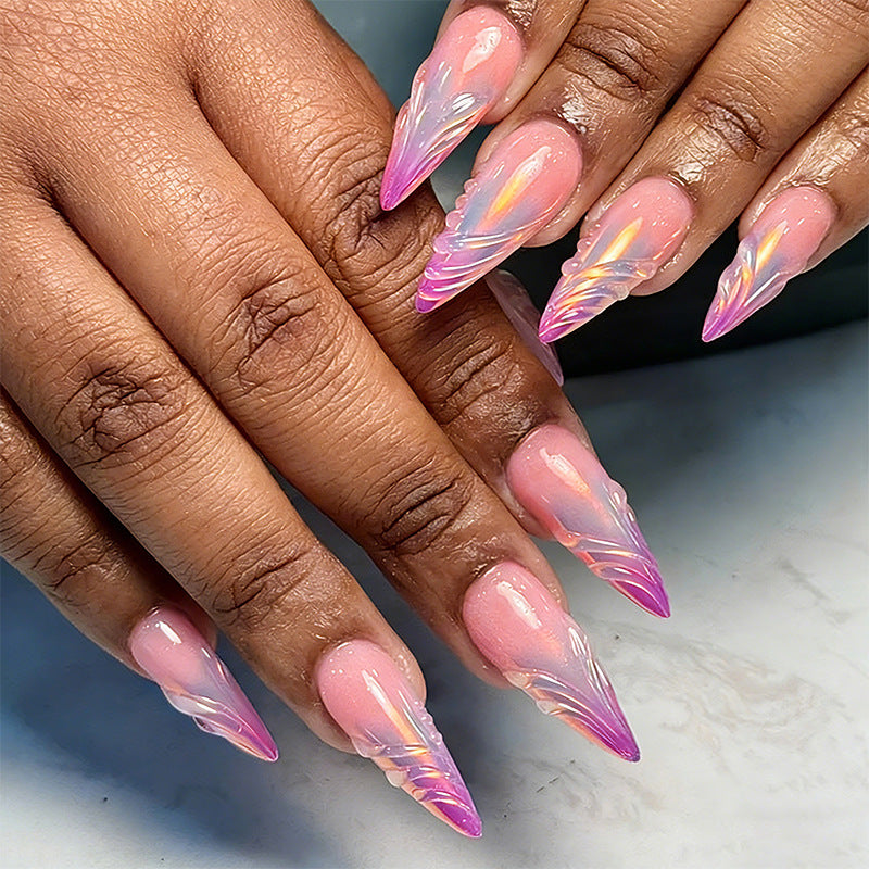 Artificial nails in modern design with pointed accents Bowlift