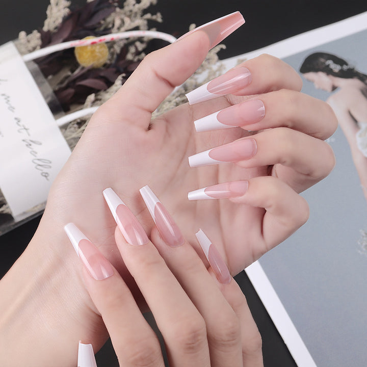 Elegant Stiletto Press-On Nail Set with Two-Tone Design Bowlift