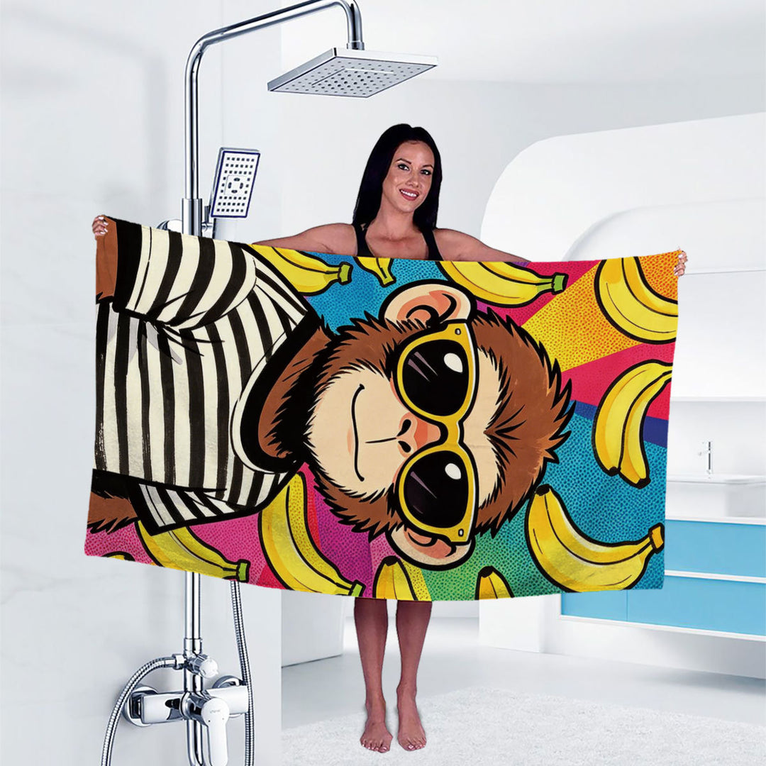 Artistic Gorilla Print Bath Towel Bowlift