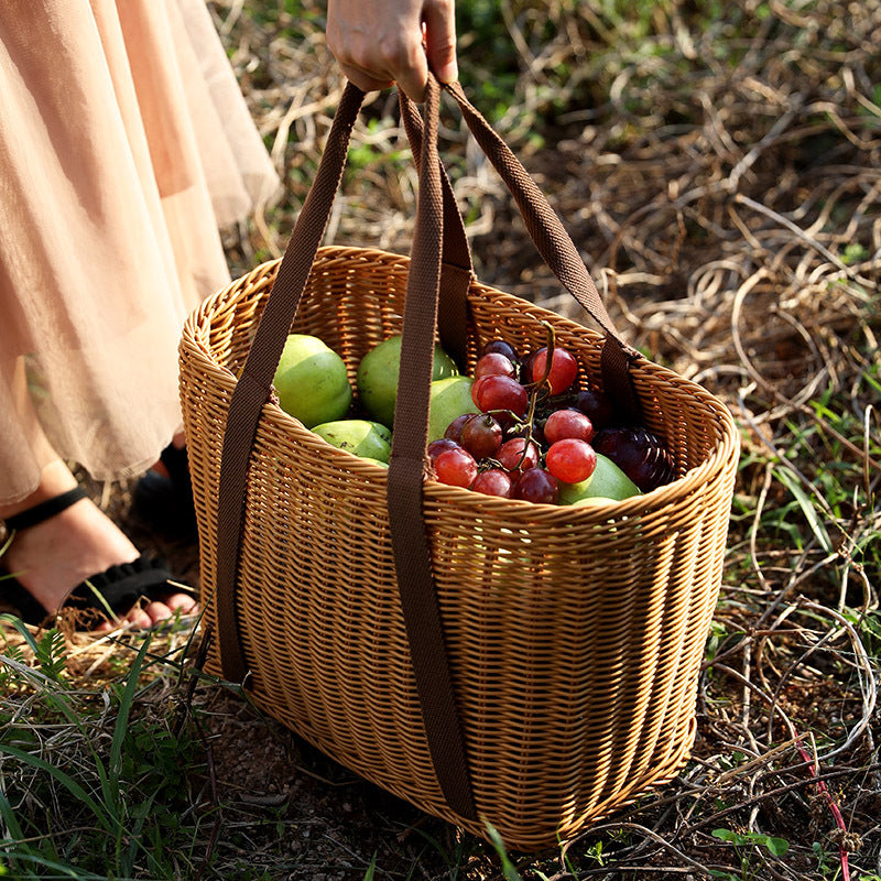 Unisex Robust braided shopping basket with comfortable fabric handles Bowlift