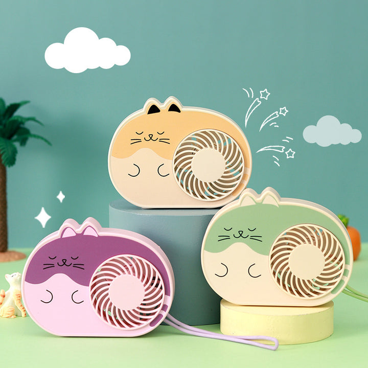 Women Portable Cat Mini Fan Bowlift