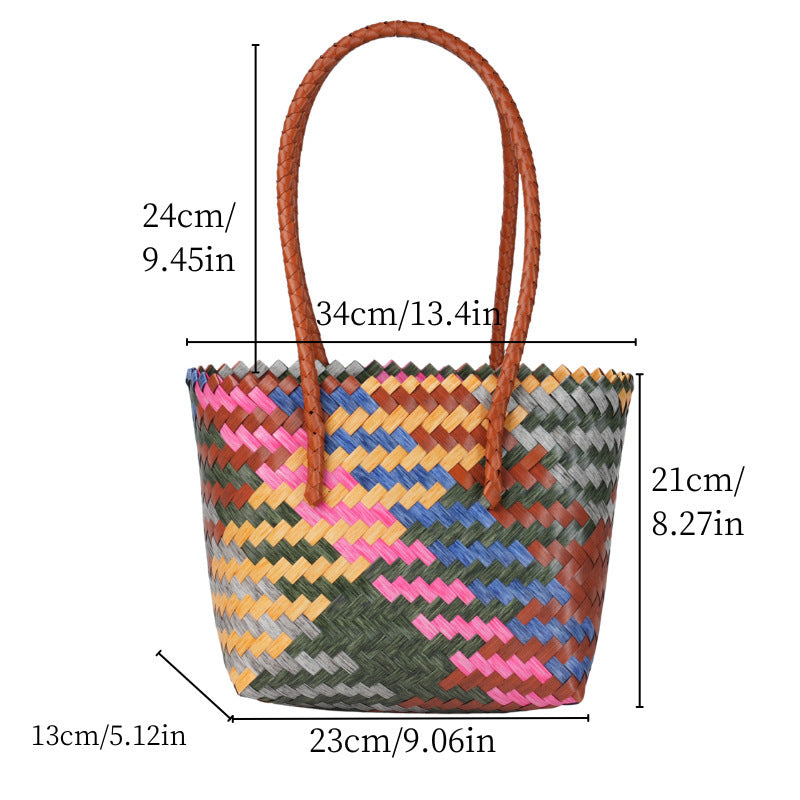 Handwoven tote bag with bamboo handles Bowlift