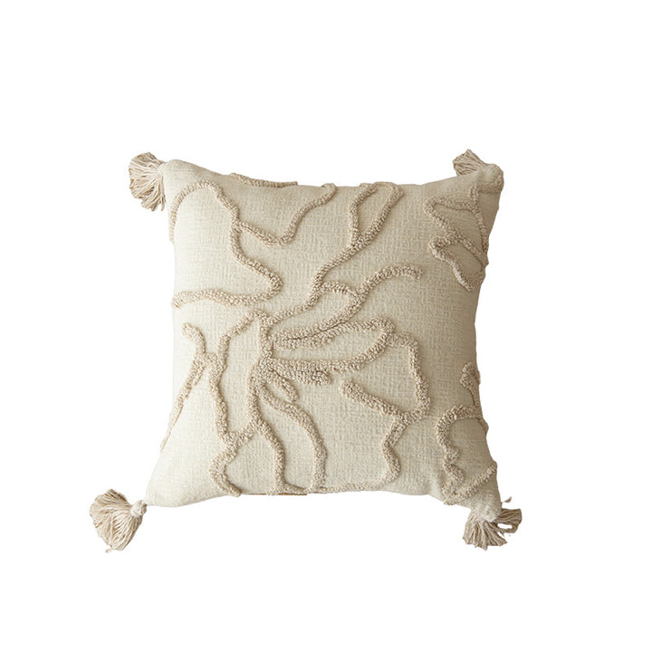 Decorative Tufted Square Throw Pillow with Tassel Corners Bowlift