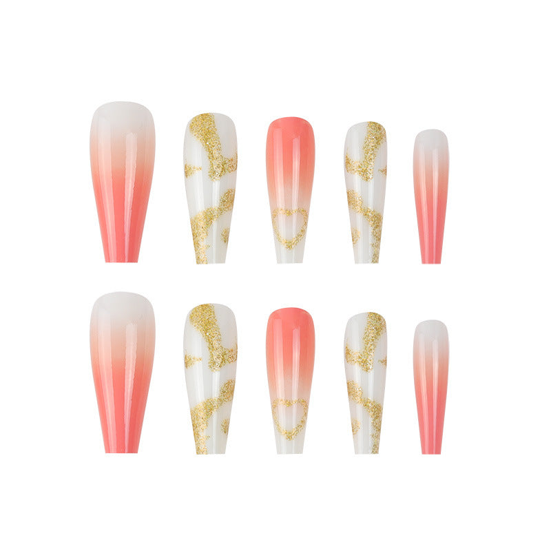 Decorative Long Press-On Nails with Glitter Accents Bowlift