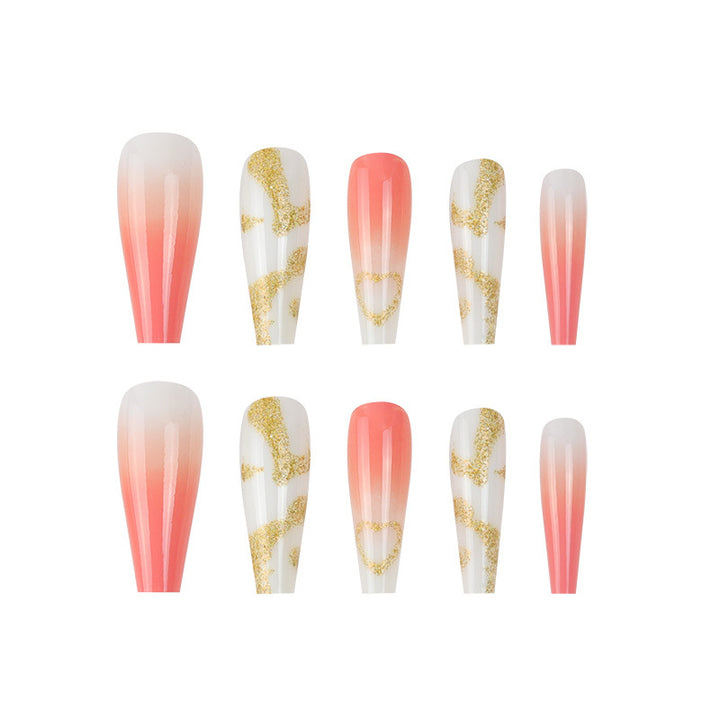 Decorative Long Press-On Nails with Glitter Accents Bowlift