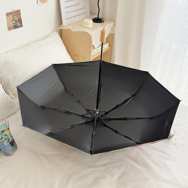Ladies Foldable Rainbow Retouch Rain Umbrella Bowlift