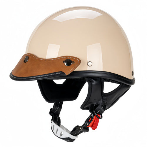 Vintage Leather-Trimmed Motorcycle Helmet Bowlift