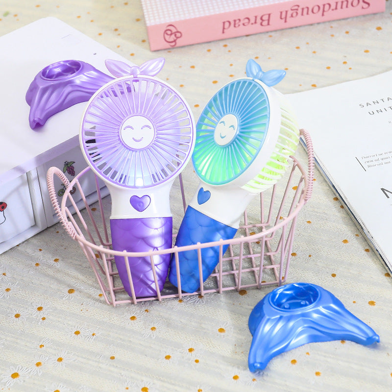 Women Portable Handheld Fan with Mermaid Design Bowlift