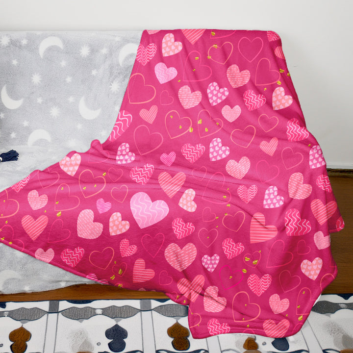 Heart Pattern Fleece Throw Blanket