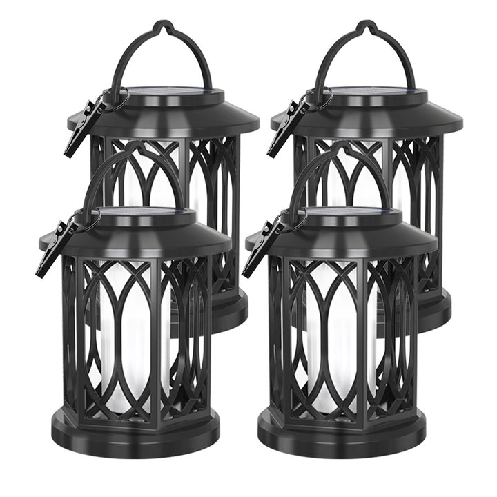Decorative Solar Hanging Lantern With Metal Lattice Panels Bowlift