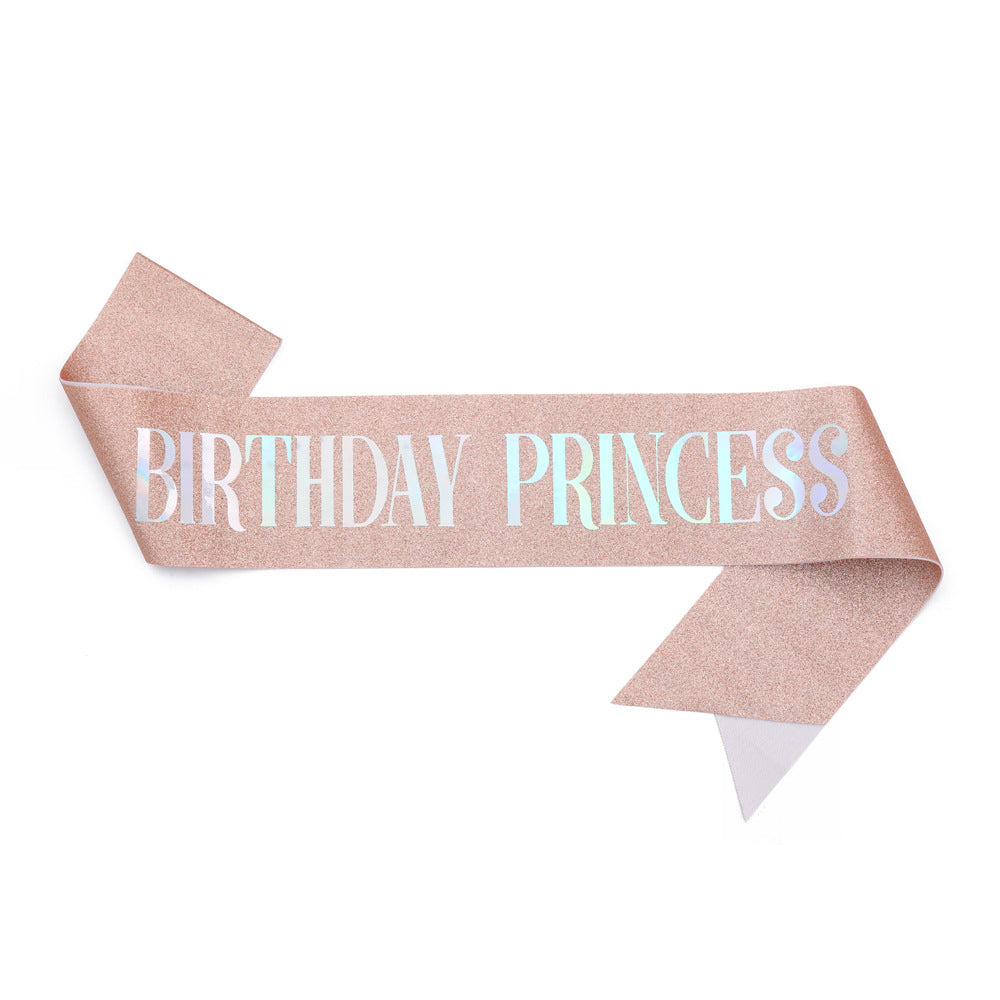 Women's Birthday Sash with Glitter Design Bowlift