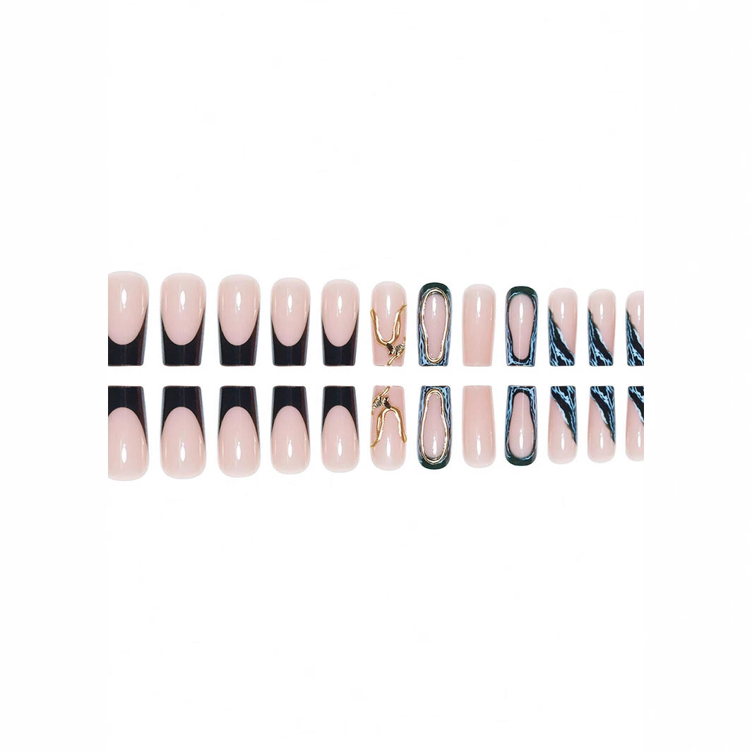 Designer Geometric Press-On Nail Art Bowlift