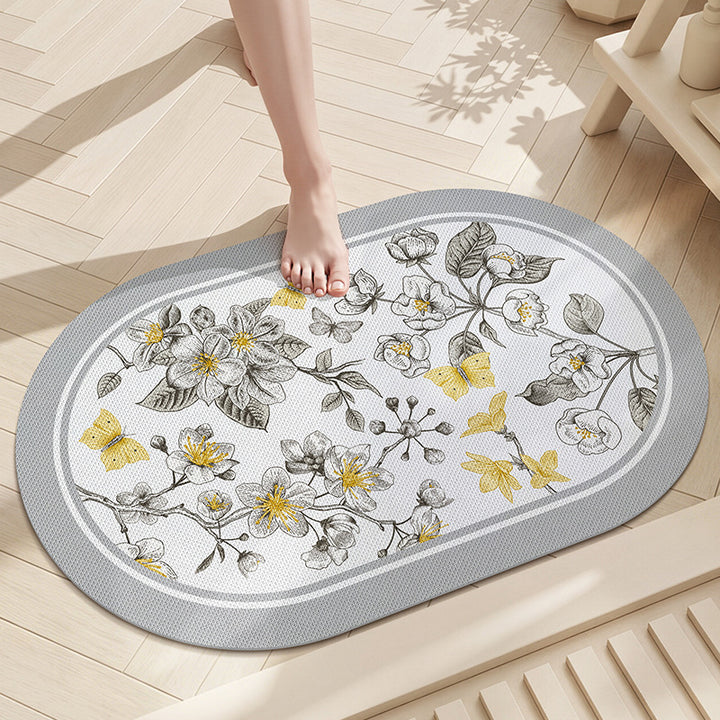Floral Mosaic Bathroom Mat Bowlift