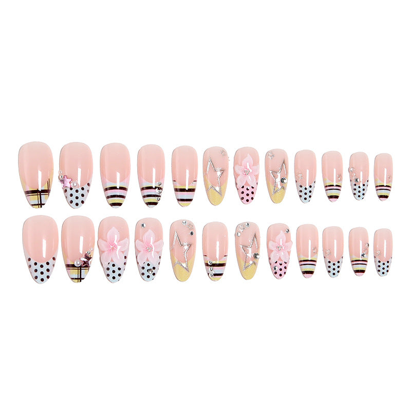 Artificial nail set with decadent floral and geometric design Bowlift