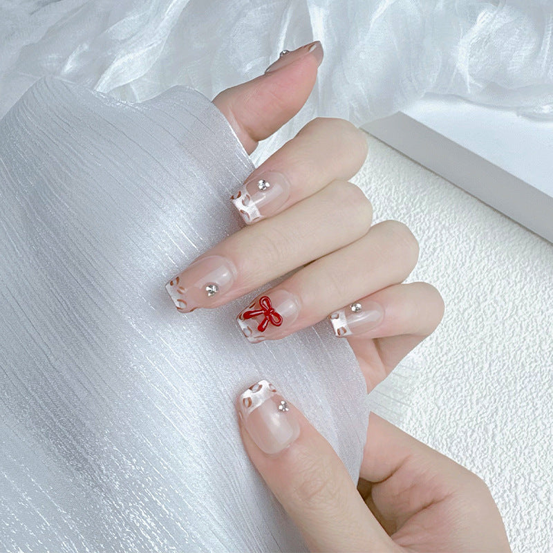 Elegant French Tip Press On Nails Bowlift