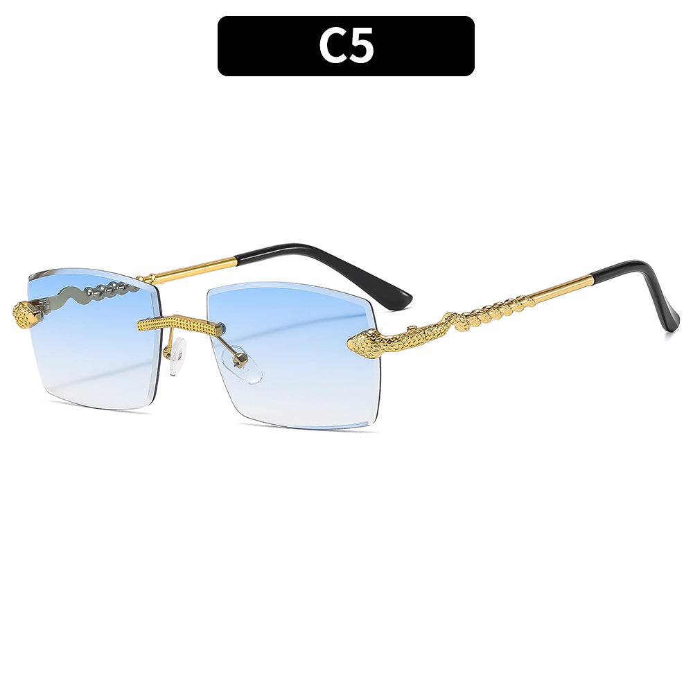 Fashionable Snake-Detail Shield Sunglasses
