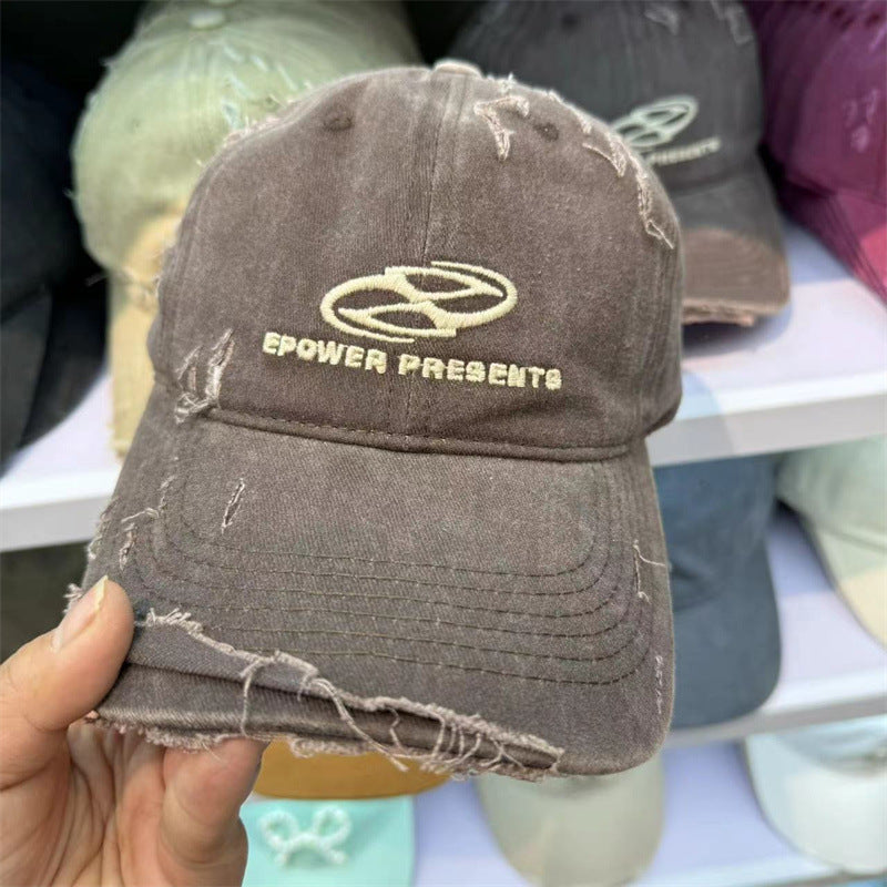 Unisex Distressed Cotton Baseball Cap Bowlift