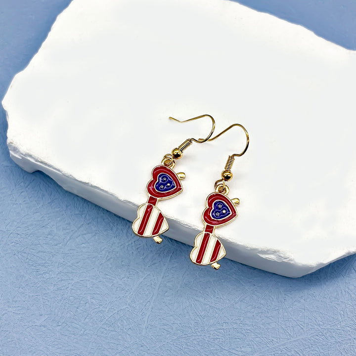 Women nan long layered tassel earrings made of mesh with stripe star pattern Bowlift