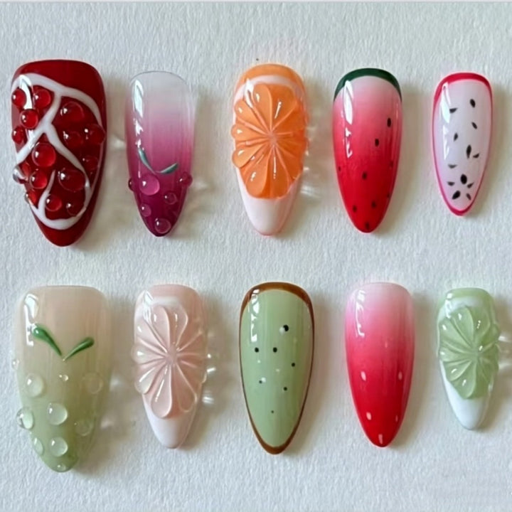 Fruit-Themed Press-On Nail Set Bowlift