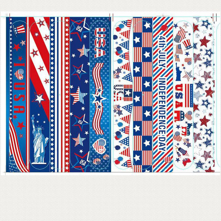 Unisex nan trendy snap bracelet set with patriotic USA motifs and flexible metal core Bowlift