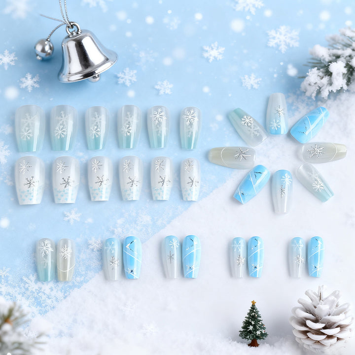 Festive Snowflake Press-On Nail Art Bowlift