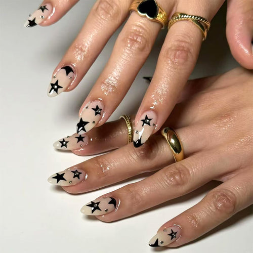 Star-Accented Stiletto Press-On Nails Bowlift