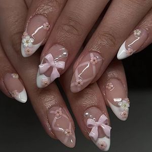 Artful Nail Tips with Ribbons and Floral Decorations Bowlift