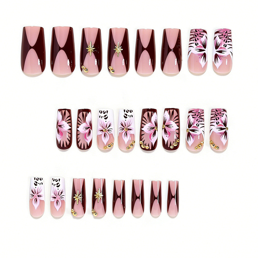 Floral-Accented Stiletto Press-On Nails Bowlift