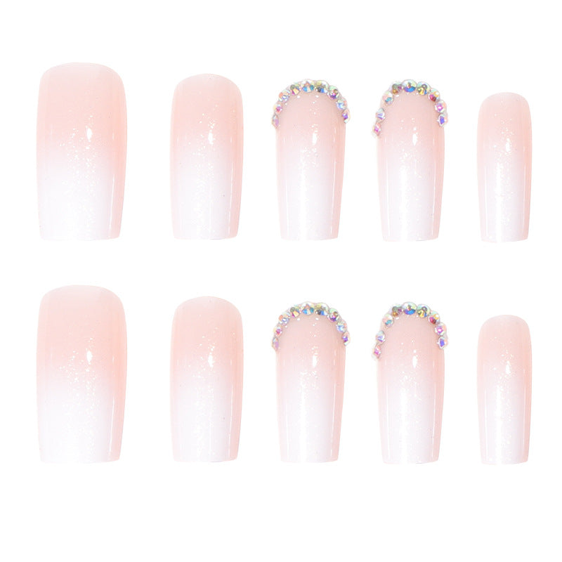 Elegant Glossy French Tip Press-On Nails Bowlift